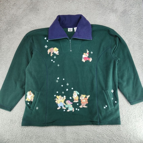 Disney Jackets & Blazers - Vintage 90s Disney Catalog Seven Dwarfs Green 1/4 Zip Fleece Jacket Womens 2X